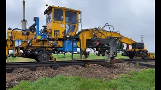 BNSF Tie Replacement Gang in the Rain