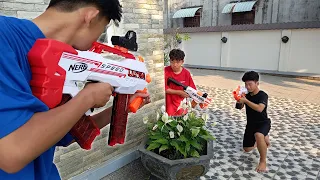 NERF COMEDY - BOY Vs BAD GUY TEAM - SUPER GUN