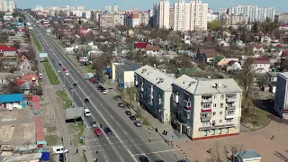 Бровари. Проліт дроном від Вітерця до Прометею по вул. Київській та Гагаріна.