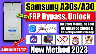 Samsung Galaxy A30 A30s Android 11,12 frp bypass unlock no box no app new method 2023