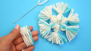 DIY Easy Woolen Flower Making with Fingers, Christmas Craft: Yarn Snowflake | DIY Yarn Studio