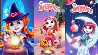 My Talking Angela 2 Halloween vs My Talking Angela 2 Space vs My Talking Angela 2 Summer Gameplay
