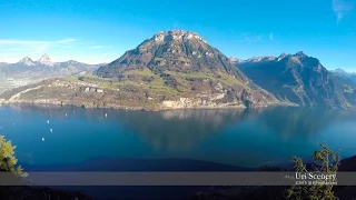 4K Lake Lucerne, Vierwaldstättersee, Seelisberg, Uri SWITZERLAND アルプス山脈