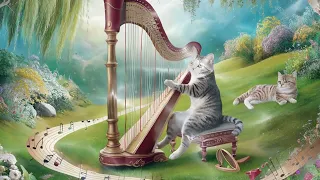 Relaxing and soothing cat chill #harp music 【Healing, Relaxing, Sleeping, Stress relieving】