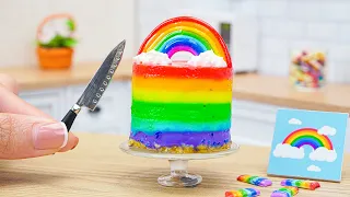 Decorating the Miniature Rainbow Mousse Cake Recipe | ASMR Cooking Mini Food