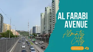 Al Farabi Avenue | Walking Tour 4k 60 fps | Almaty City Spring 2024