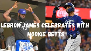 Mookie Betts salutes LeBron James at Dodger Stadium