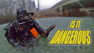 Caught In Dangerous Situation Scuba Diving River For Underwater Treasures!