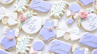 Satisfying video time lapse - how to make baby shower sugar cookies with royal icing