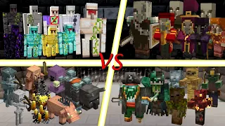 Minecraft Battle royale! Golem vs Illager vs Zombie vs Others! Minecraft mob battle!