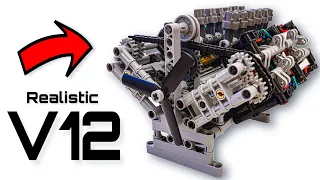 Realistic V12 engine with 4 camshaft and 48 valves.  Lego alternative from Letbricks