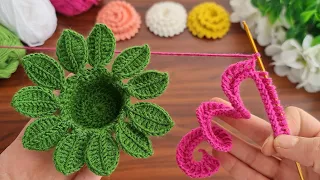 3D⚡💯Crochet Flower💯👌 Pincushion💯👌 Key chain💯👌Very easy crochet rose flower making for beginners.