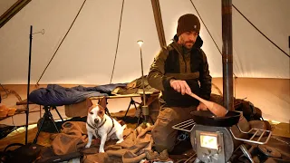 Early Winter Hot Tent Camping: Woodstove & Canvas Tent