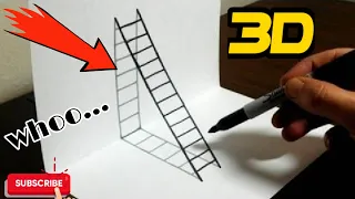 How to draw a 3D ladder - trick art for kids by Jon Harris