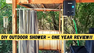 ONE YEAR REVIEW || DIY Outdoor Shower Build