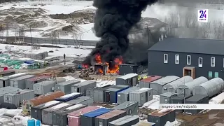 Столб черного дыма над Сургутом. Что загорелось на стройплощадке крупнейшего города Югры?