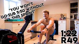 Cam Buchan 5:49.8 Full 2km Erg Test with Split, Rate and Heart Rate