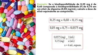 Cálculos de biodisponibilidade e farmacocinética.