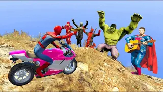 GTA 5 Crazy Ragdolls RED SPIDERMAN VS SUPERHEROES (Euphoria Physics, Ragdolls Fails, Funny Moments)