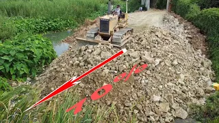 Ep7 UPDATE Activity Project Land Fill up Dump Truck with Dozer Clear Pushing Stone into Water