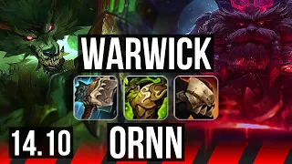 WARWICK vs ORNN (TOP) | 7 solo kills, 1100+ games, Rank 9 Warwick | EUW Master | 14.10