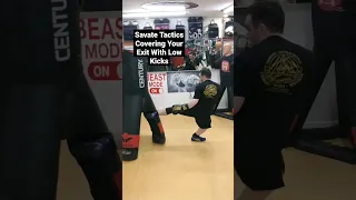 Savate Tactics How To Cover Your Exit With Low Kicks. #shorts #kickboxing #savate #mma #martialarts