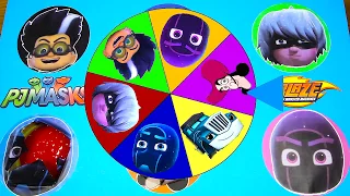 Learning Colors PJ Masks Spin the Wheel Game Find Paw Patrol Toys - Get Slimed and Spin the Wheel