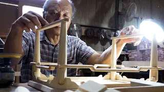 Process of Making Korean Traditional Table. Wood Furniture Factory in Korea.