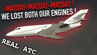 REAL ATC | Falcon 20 suffered a DOUBLE ENGINE FAILURE during climb