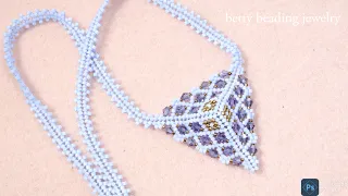 Triangel beaded pendant with Bicon beads elegant and easy to make. beading tutorial
