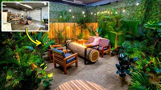 Turning my SHOP into a TROPICAL PARADISE - Log Fire Table Build