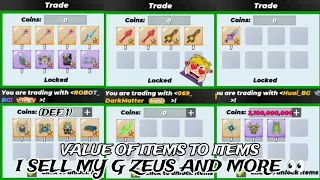 I SELL MY G ZEUS AND MORE 👀 | VALUE OF ITEMS TO ITEMS (TRADING) IN SKYBLOCK BLOCKMAN GO