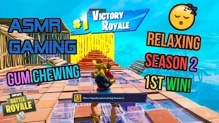 ASMR Gaming 😴 Fortnite Relaxing 1st Win Season 2! Gum Chewing 🎧🎮 Controller Sounds + Whispering 💤