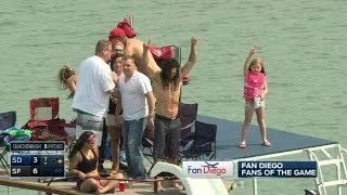 SD@SF: Fans cool off in McCovey Cove with water slide