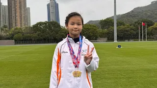 全港小學田徑比賽 女乙60米冠軍 沙田 朱小 周芷萱 8.70 平大會紀錄