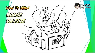 How to draw House on fire step by step