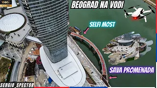 Beograd na Vodi - Kula i selfi most dronom, staza ispod kule, Sava Promenada #beograd