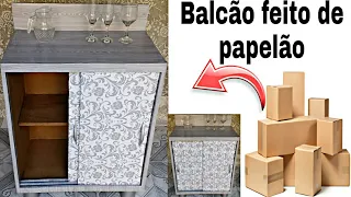 Como fazer balcão de cozinha de papelão, Como fazer paneleiro balcão de papelão #moveisdepapelão