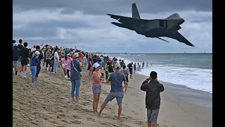 F-22 Raptor Falls from Sky in Stunning  Display Pacific Airshow Huntington beach all under control