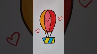 Draw easy Cute Colorful air Balloon How to draw easy Coloring and painting #cuteart #draweasy #art