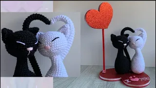 Gatitos amigurumi. San Valentín. Tutorial paso a paso. Te enamoraras!!❤️❤️