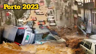 Incredible Flood Hits Porto! Dramatic Images of Flash Floods Hit Portugal! - Chuva , Inundações