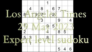 Sudoku solution – Los Angeles Times sudoku 29 May 2023 Expert level