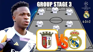 BRAGA VS REAL MADRID || REAL MADRID POTENTIAL STARTING LINEUP CHAMPIONS LEAGUE  2023 GROUP STAGE 3