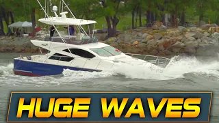 BOATS CAUGHT IN HUGE WAVES & HEAVY RAIN AT HAULOVER INLET | BOAT ZONE