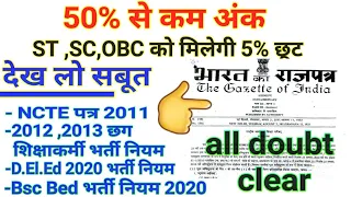 50% से कम अंक ,क्या कहता है rules,  #NCTE minimum qualifications for teachers, #cgteacherbhartee