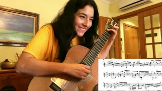 Elodie Bouny toca a primeira vista uma peça que nunca ouviu antes- First sight-reading on the Guitar