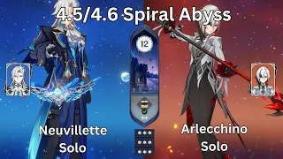 C4 Arlecchino | C1 Neuvillette 4.5/4.6 Spiral Abyss Floor 12 9 Stars [SOLO]