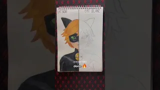 Drawing 🐾 Cat Noir 🐾 part-1. #shorts #viral #art #acrylicpainting #miraculous #miraculousladybug