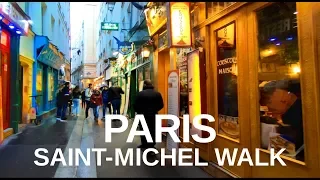 [4K] Paris, France 4K - A Walk Along in the Latin Quarter at night, with natural sounds